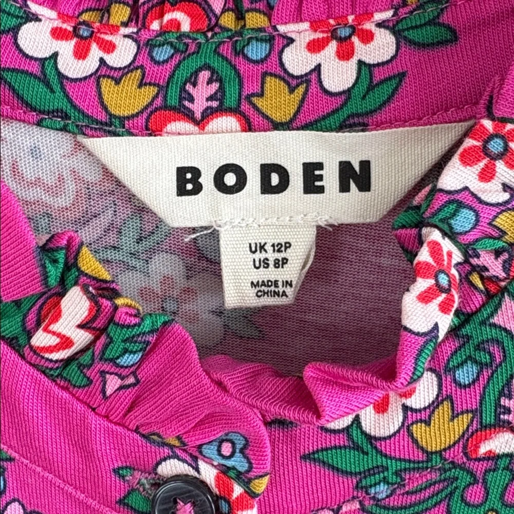 Boden Fuchsia Floral Long Sleeve Dress - Picture 8 of 16